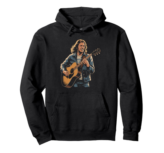 Acoustic Guitar Distressed Art Hoodie - Aesthetic Graphic Unisex - T-Shirt, Sweatshirt, Hoodie