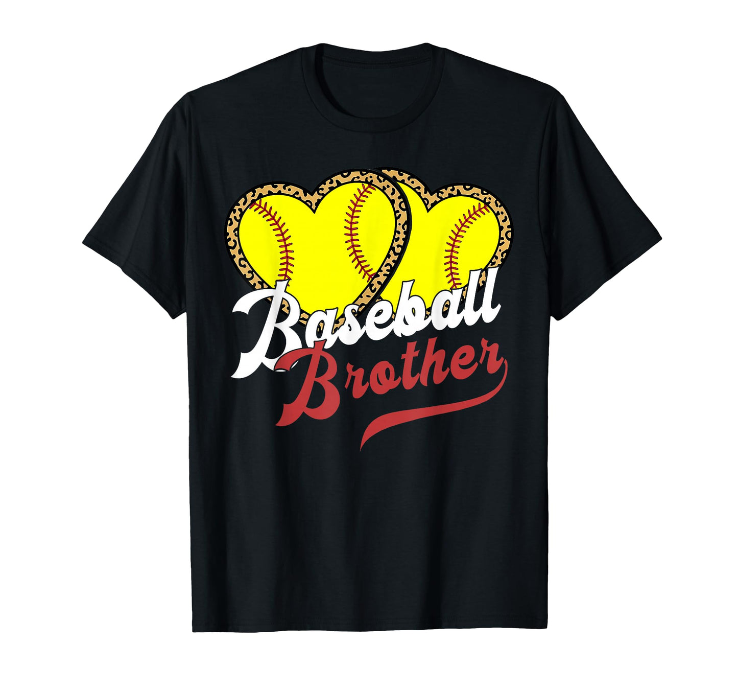 Baseball Brother Leopard Heart Love T-Shirt - Unique Graphic for Adults - T-Shirt, Sweatshirt, Hoodie
