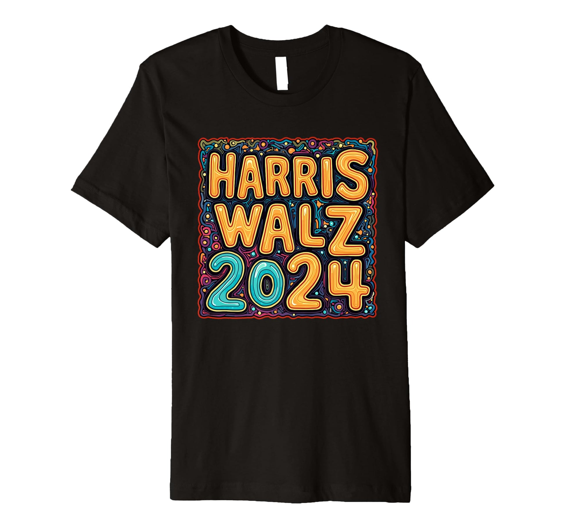 Harris Walz 2024 60S Psychedelic T-Shirt - Custom Art Print for Adults - T-Shirt, Sweatshirt, Hoodie