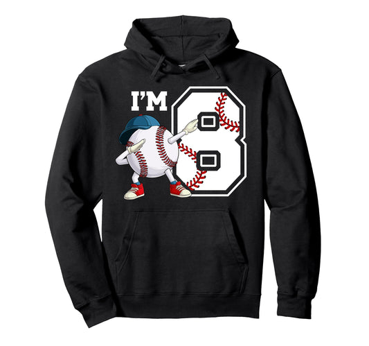 8Th Baseball Birthday Party Eight Year Hoodie - Trendy Graphic Men Women - T-Shirt, Sweatshirt, Hoodie