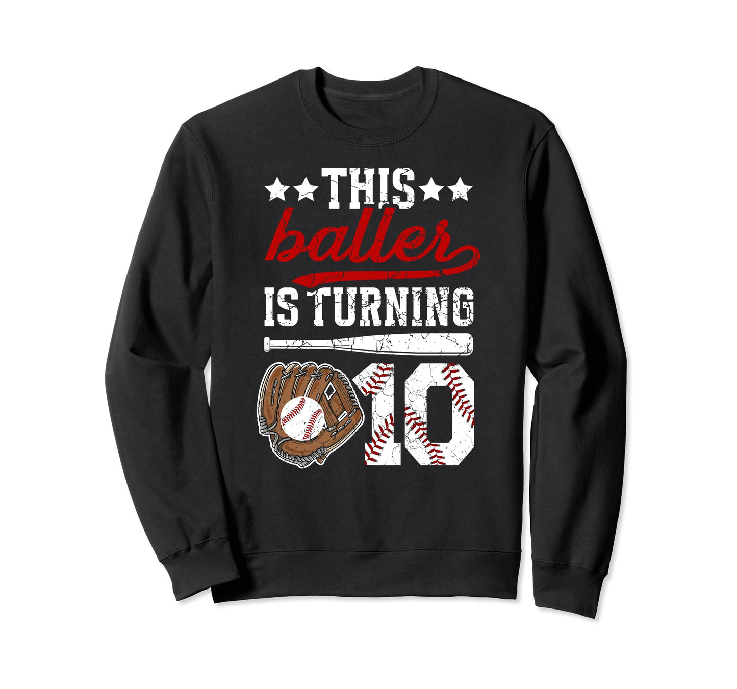 10Th Birthday Party Baseball 10 Sweatshirt - Aesthetic Graphic Men Women - T-Shirt, Sweatshirt, Hoodie