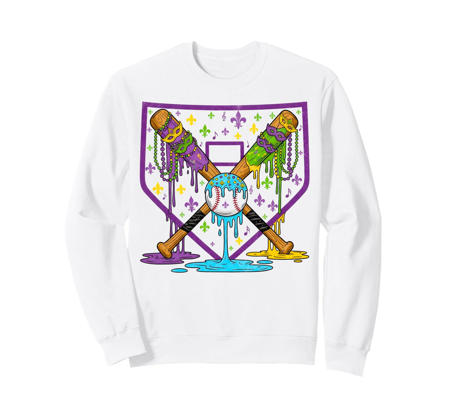 Mardi Gras Baseball Party Masks Fun Sweatshirt - Streetwear Style Unisex - T-Shirt, Sweatshirt, Hoodie