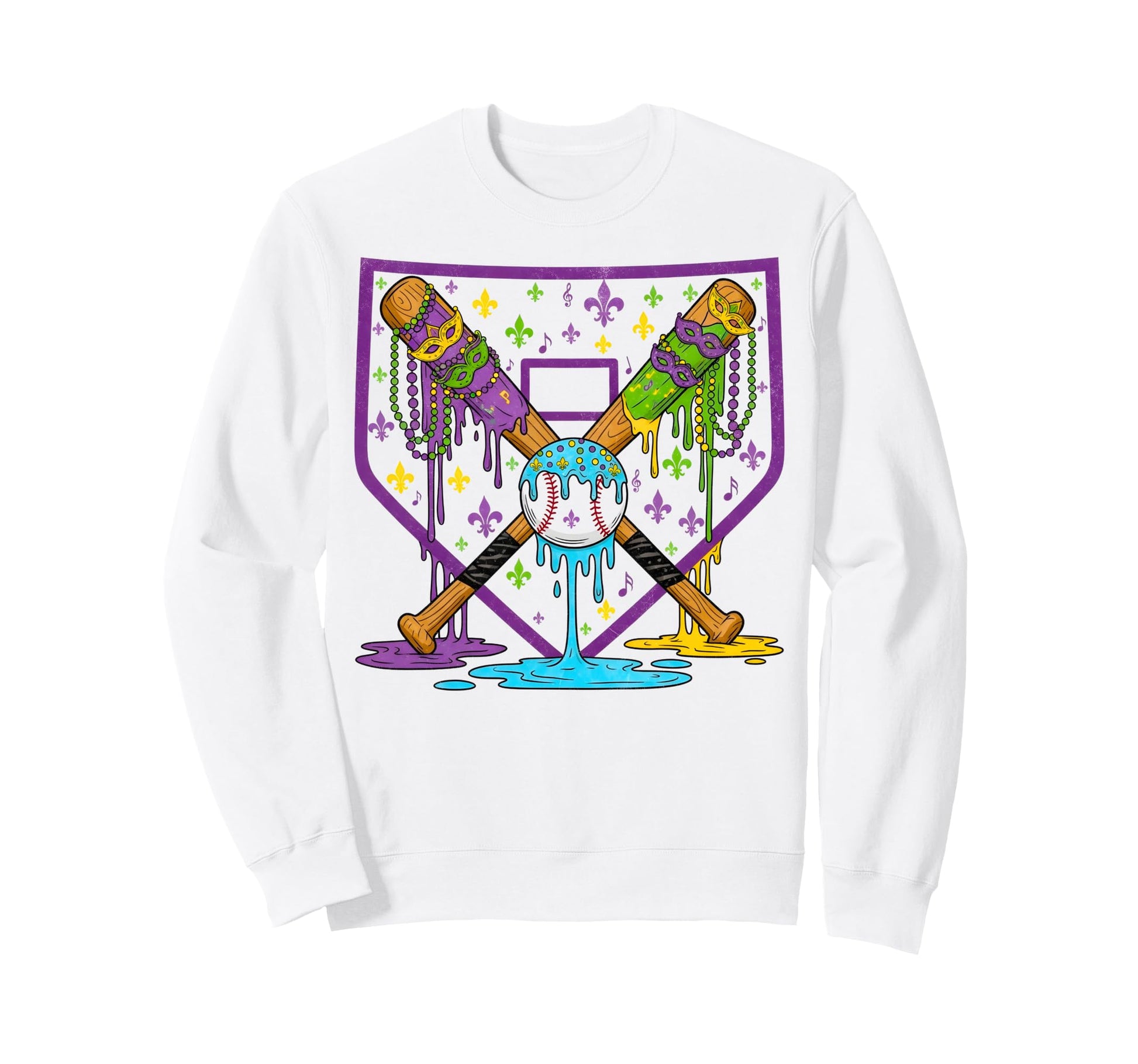 Mardi Gras Baseball Party Masks Fun Sweatshirt - Streetwear Style Unisex - T-Shirt, Sweatshirt, Hoodie