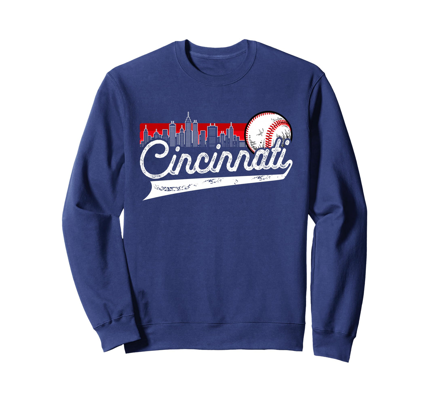Cincinnati Baseball Softball Sweatshirt - Fun Novelty Design for Adults - T-Shirt, Sweatshirt, Hoodie