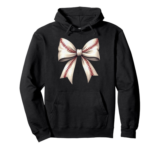 Baseball Bow Baseball Mom Hoodie - Trendy Graphic for Adults - T-Shirt, Sweatshirt, Hoodie