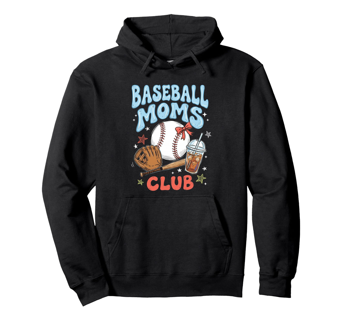 Baseball Moms Club Coquette Bow Hoodie - Fun Novelty Design for Adults - T-Shirt, Sweatshirt, Hoodie