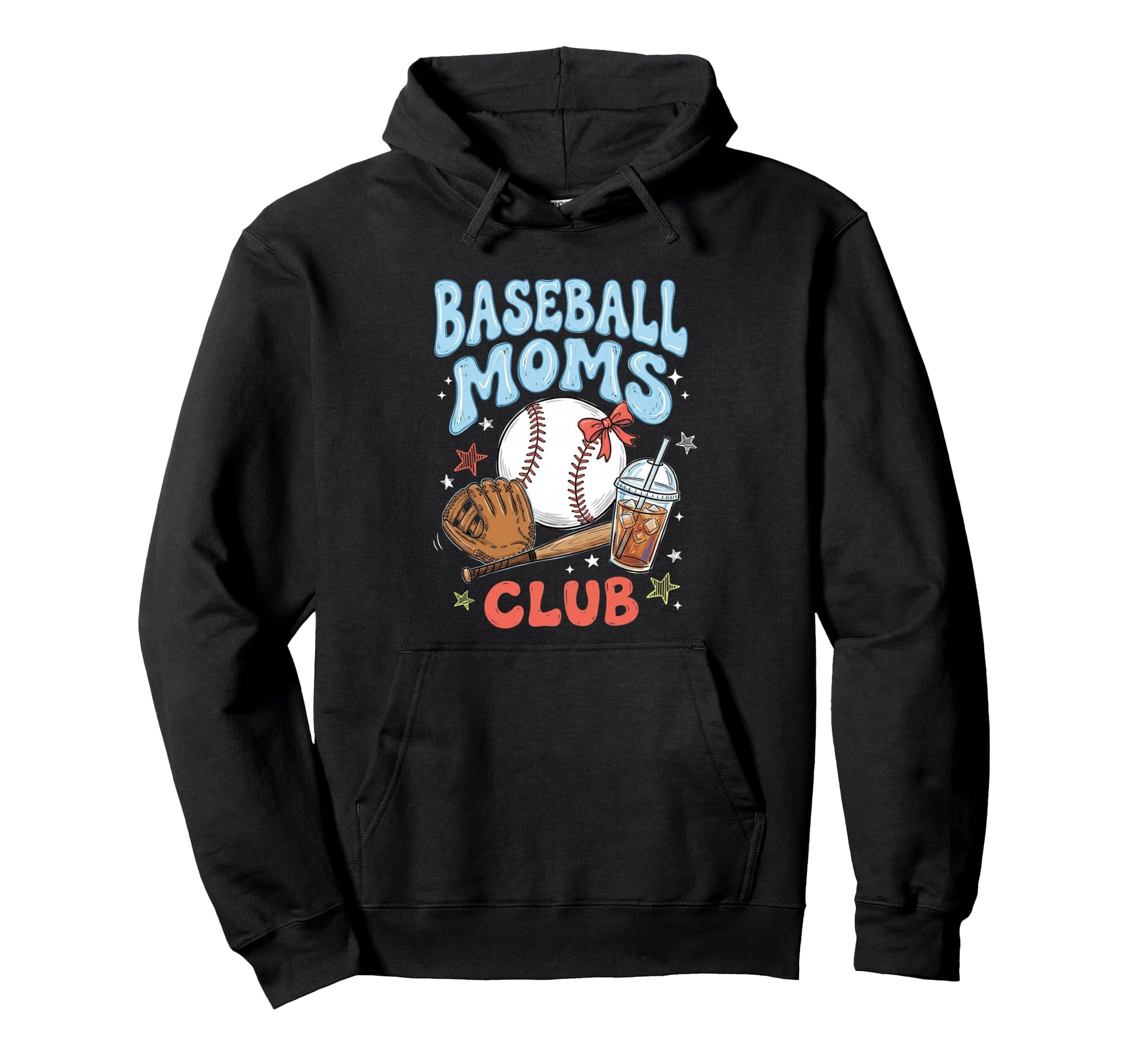 Baseball Moms Club Coquette Bow Hoodie - Fun Novelty Design for Adults - T-Shirt, Sweatshirt, Hoodie