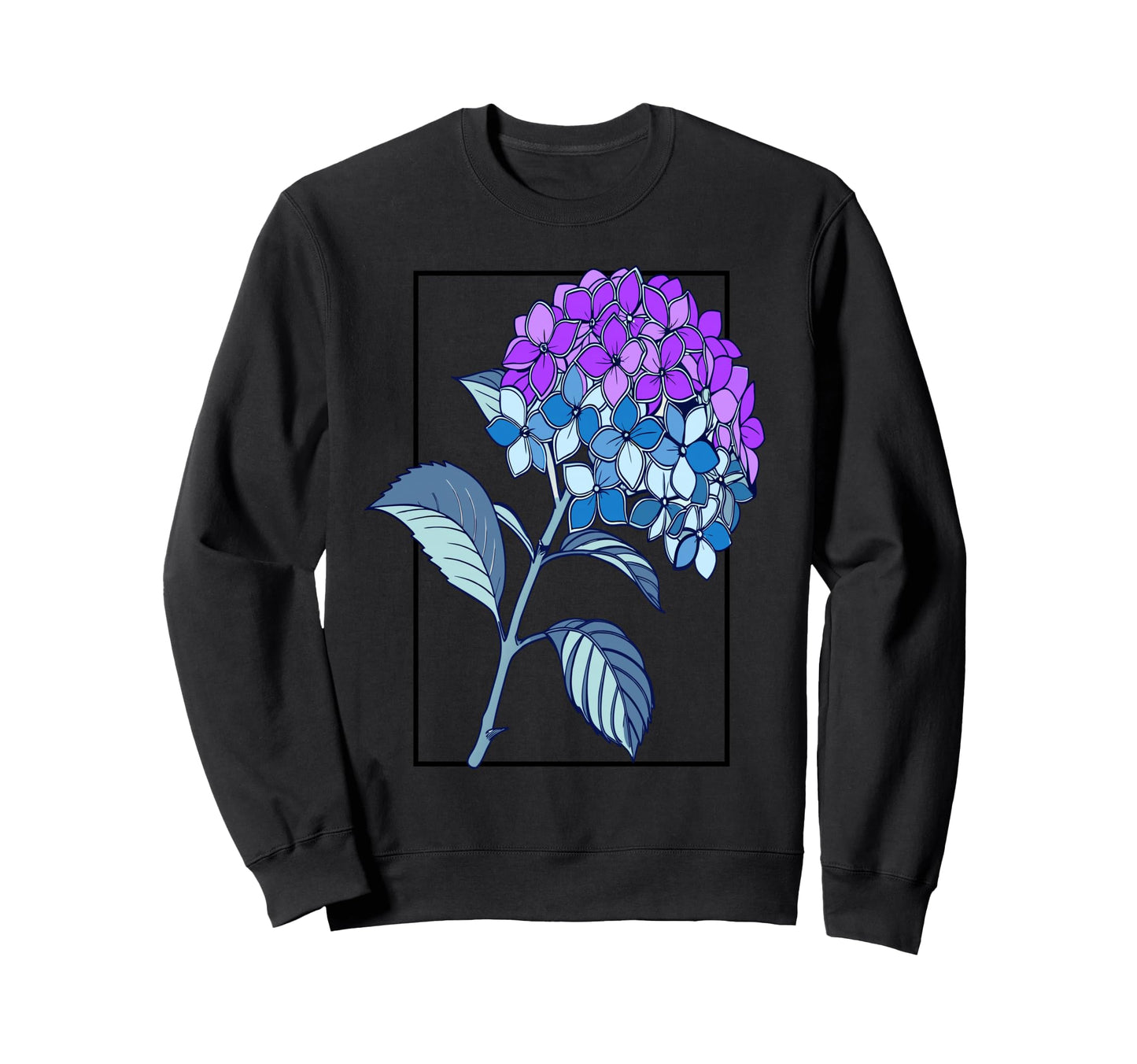 Womens Hydrangea Flower Botanical Sweatshirt - Unique Graphic Unisex - T-Shirt, Sweatshirt, Hoodie