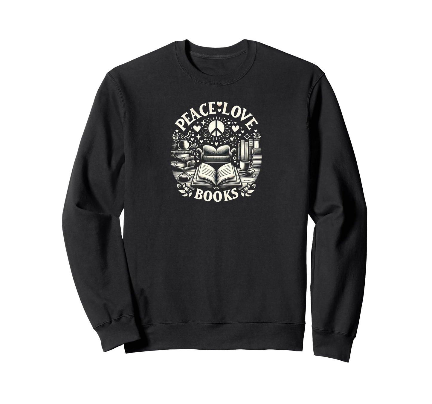Literary Serenity Advocate Peace Love Hoodie - Minimalist Print for Adults - T-Shirt, Sweatshirt, Hoodie