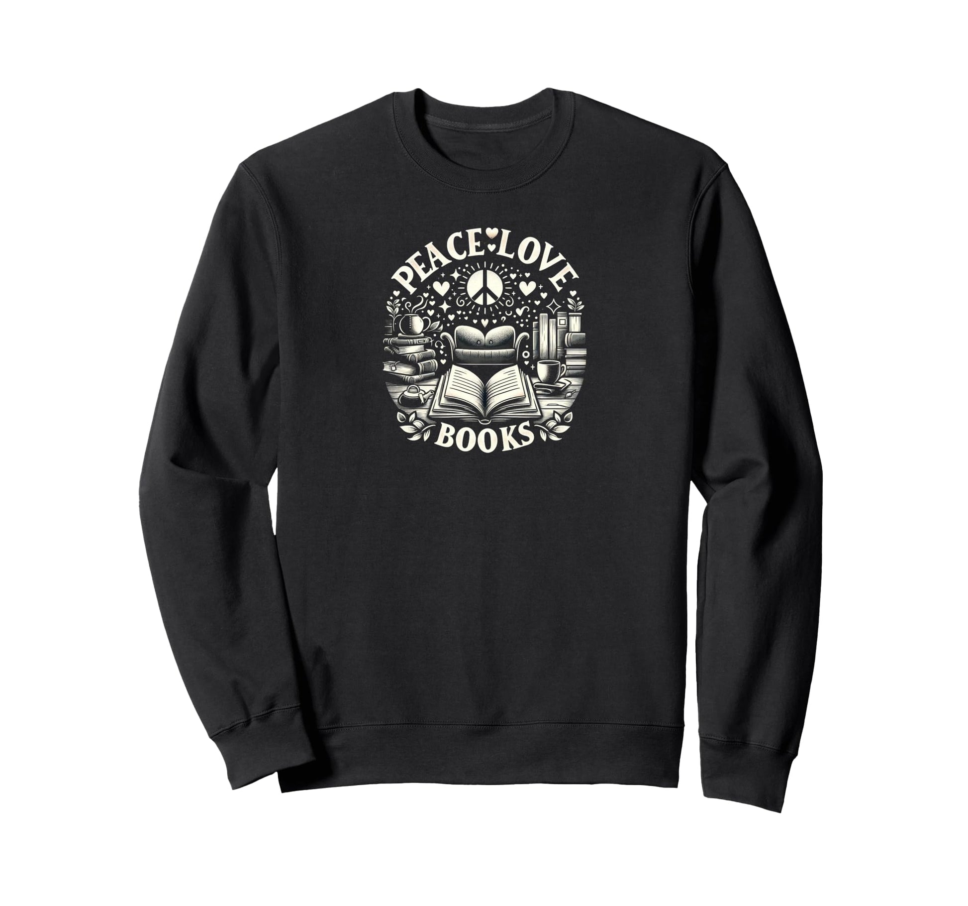 Literary Serenity Advocate Peace Love Hoodie - Minimalist Print for Adults - T-Shirt, Sweatshirt, Hoodie