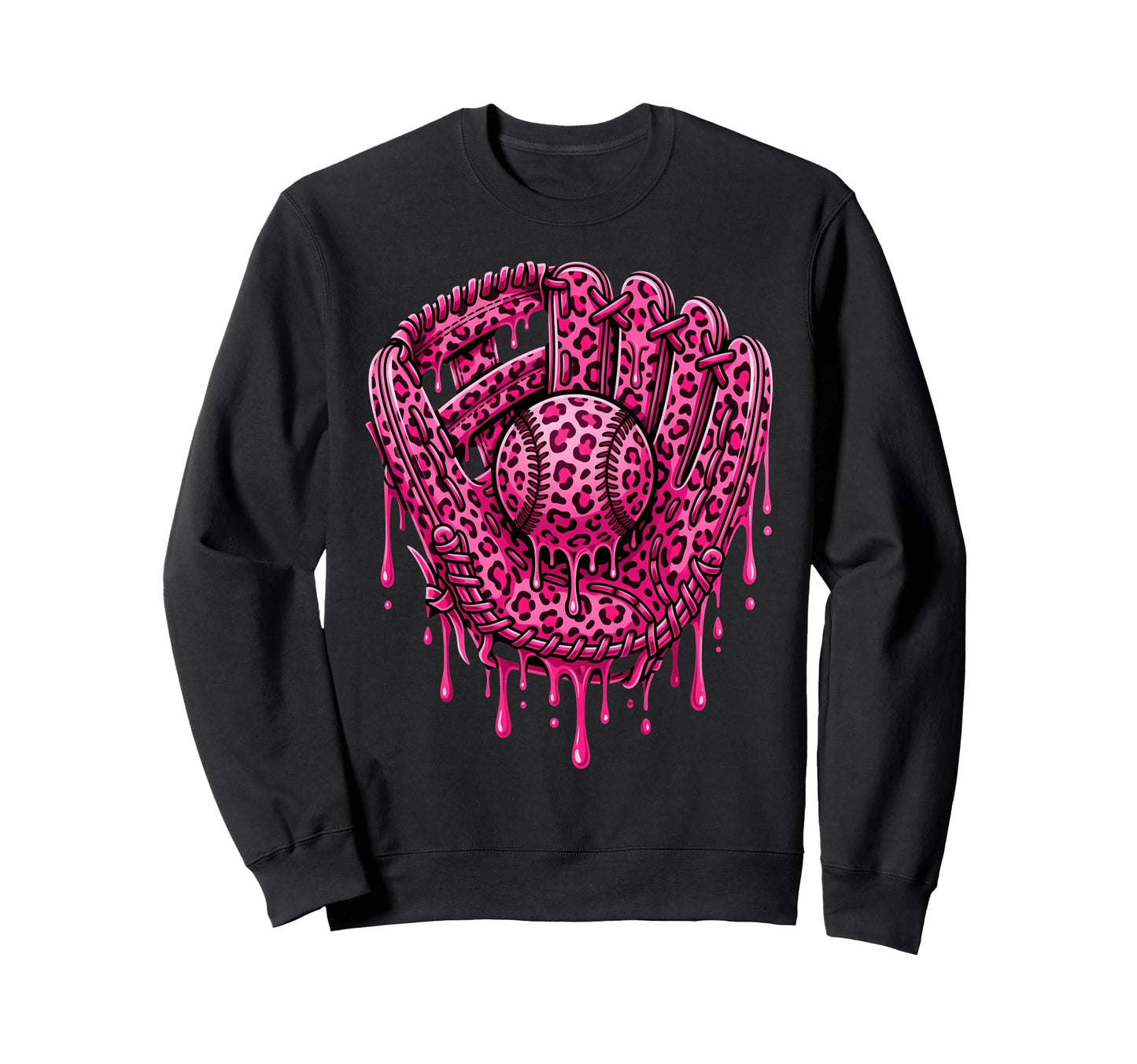 Drip Baseball Leopard Pattern Sweatshirt - Aesthetic Graphic Men Women - T-Shirt, Sweatshirt, Hoodie