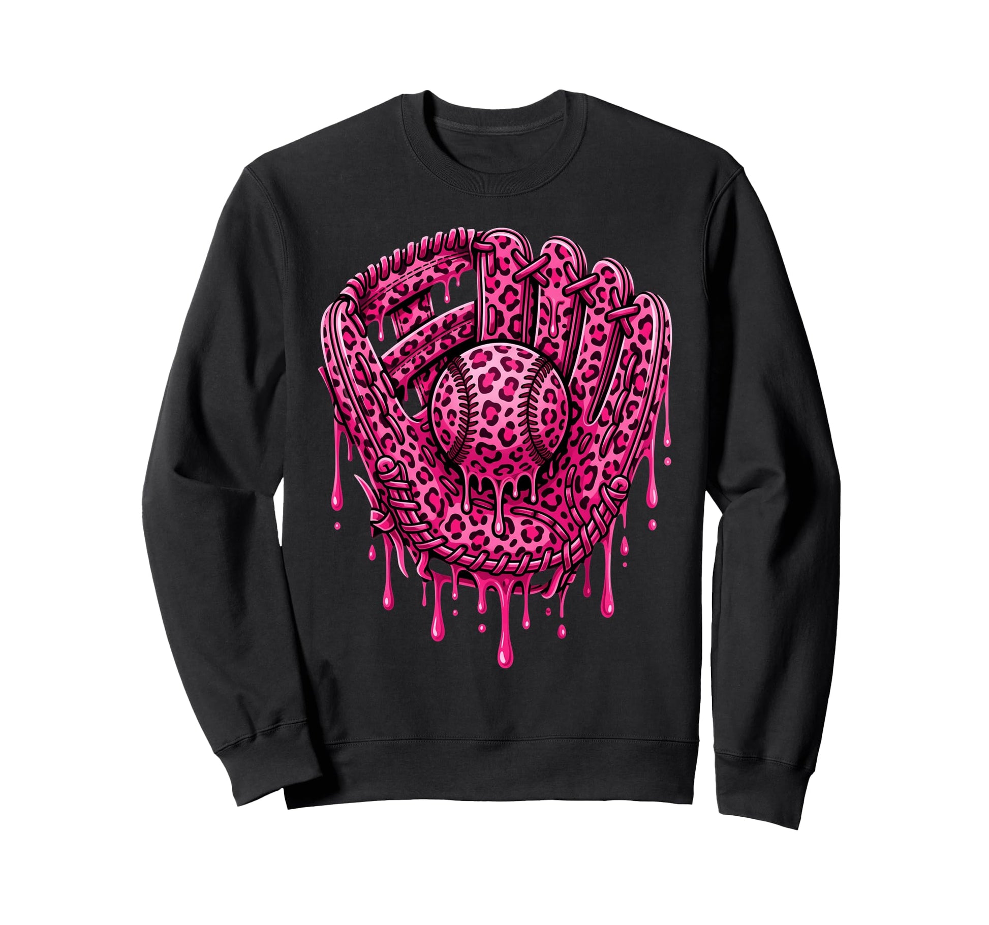 Drip Baseball Leopard Pattern Sweatshirt - Aesthetic Graphic Men Women - T-Shirt, Sweatshirt, Hoodie