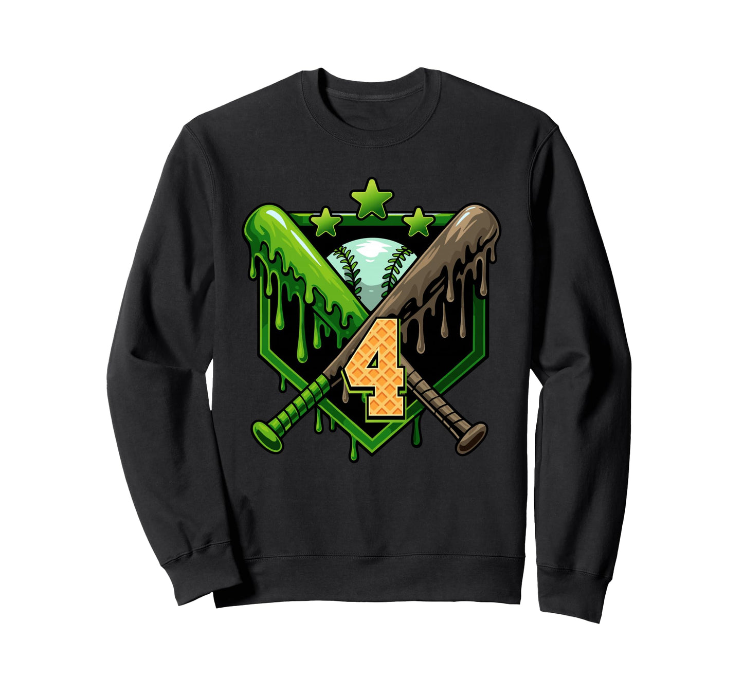Baseball Drip 4Th Birthday Ice Sweatshirt - Fun Novelty Design for Adults - T-Shirt, Sweatshirt, Hoodie