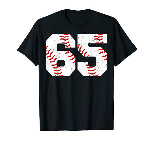 65 Birthday Baseball Theme Bday T-Shirt - Casual Everyday Wear Men Women - T-Shirt, Sweatshirt, Hoodie