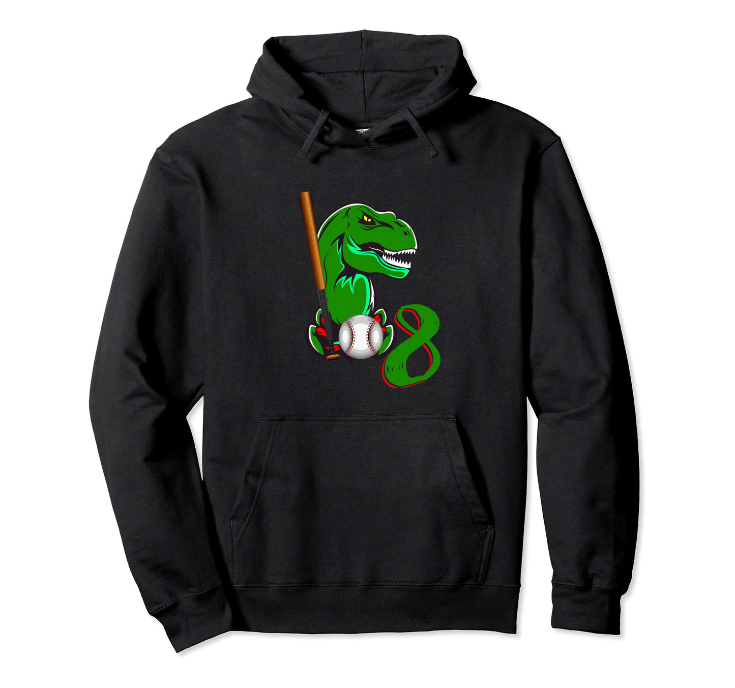 Baseball Dinosaurs T Rex Dino 8Th Hoodie - Minimalist Print for Adults - T-Shirt, Sweatshirt, Hoodie
