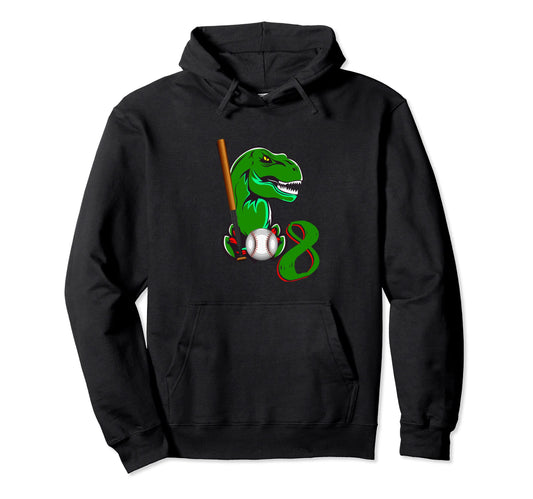 Baseball Dinosaurs T Rex Dino 8Th Hoodie - Minimalist Print for Adults - T-Shirt, Sweatshirt, Hoodie