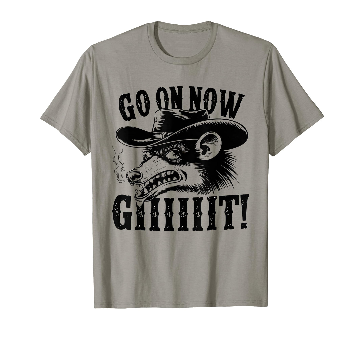 Go Now Git Cowboy Opossum Country T-Shirt - Trendy Graphic for Adults - T-Shirt, Sweatshirt, Hoodie
