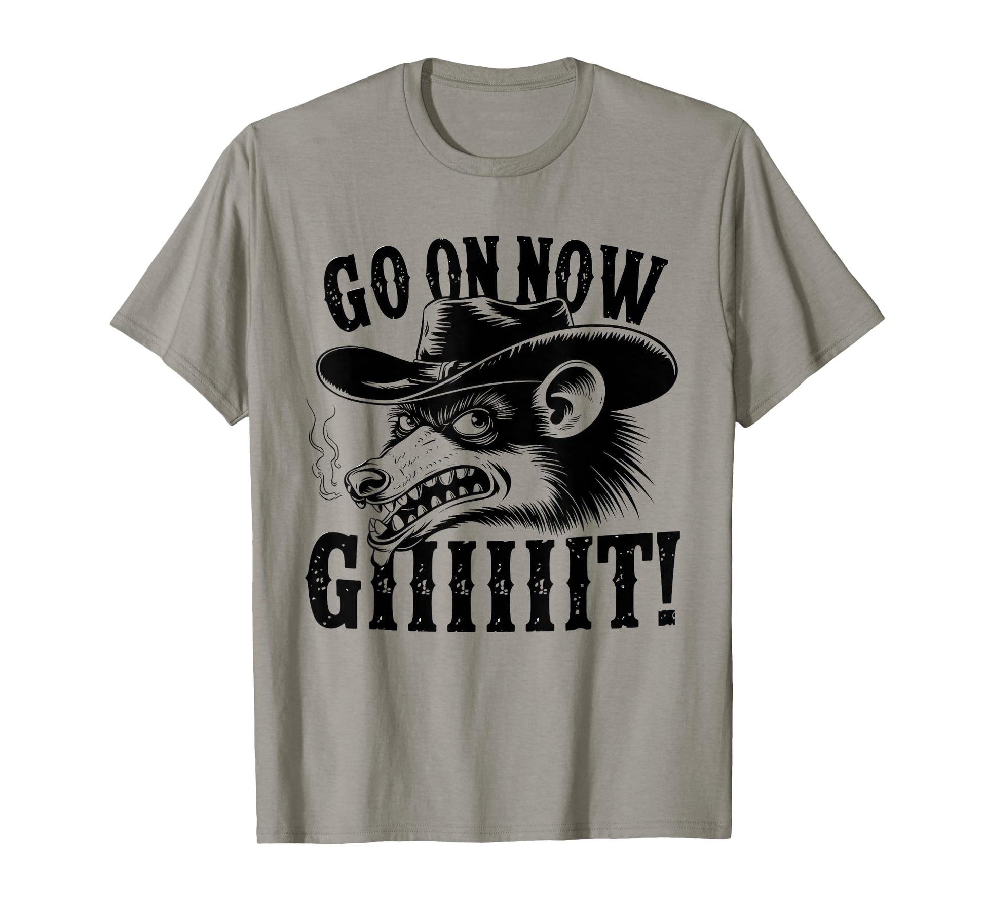 Go Now Git Cowboy Opossum Country T-Shirt - Trendy Graphic for Adults - T-Shirt, Sweatshirt, Hoodie