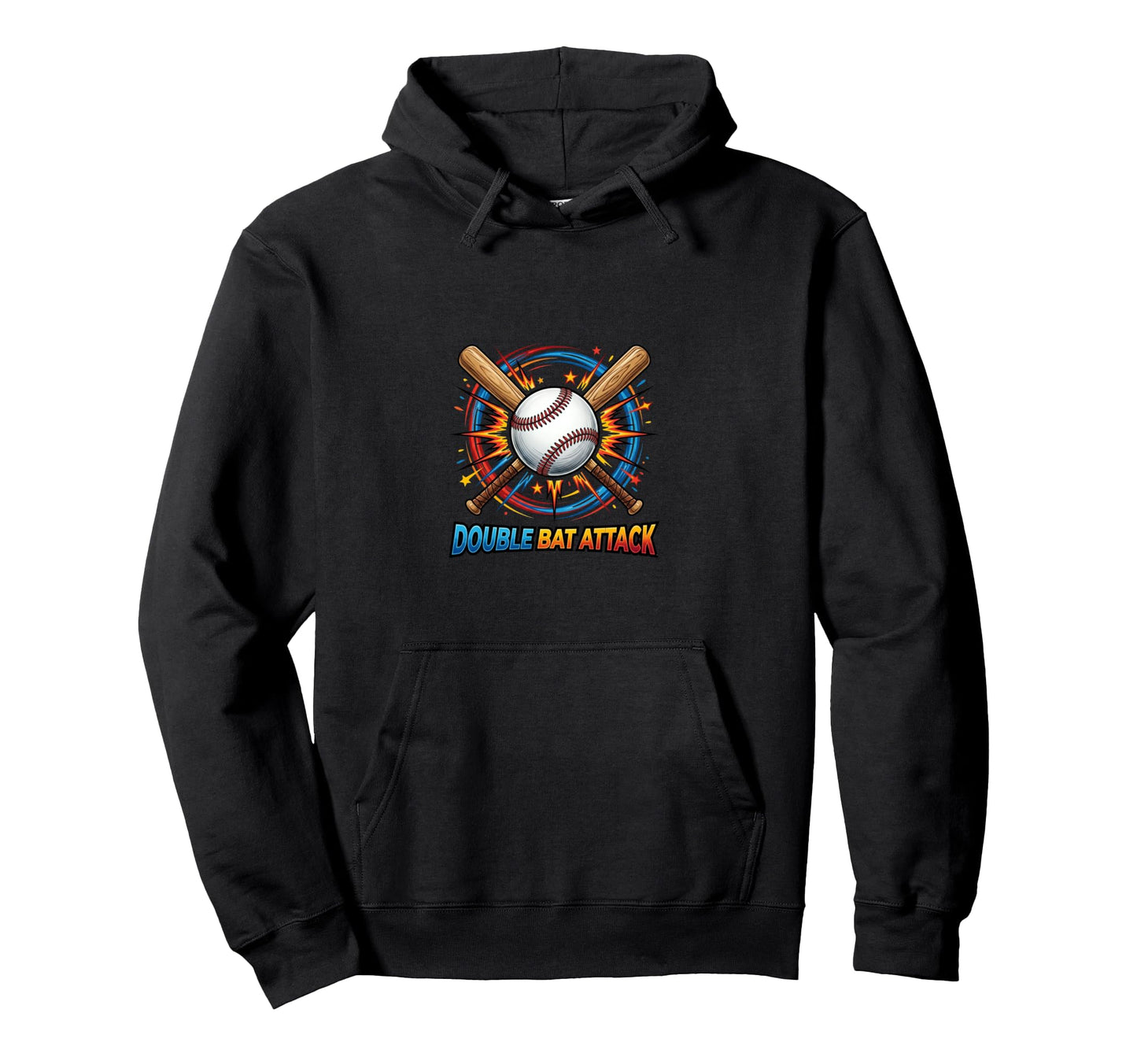 Double Bat Attack Baseball Power Strike Hoodie - Minimalist Print Men Women - T-Shirt, Sweatshirt, Hoodie