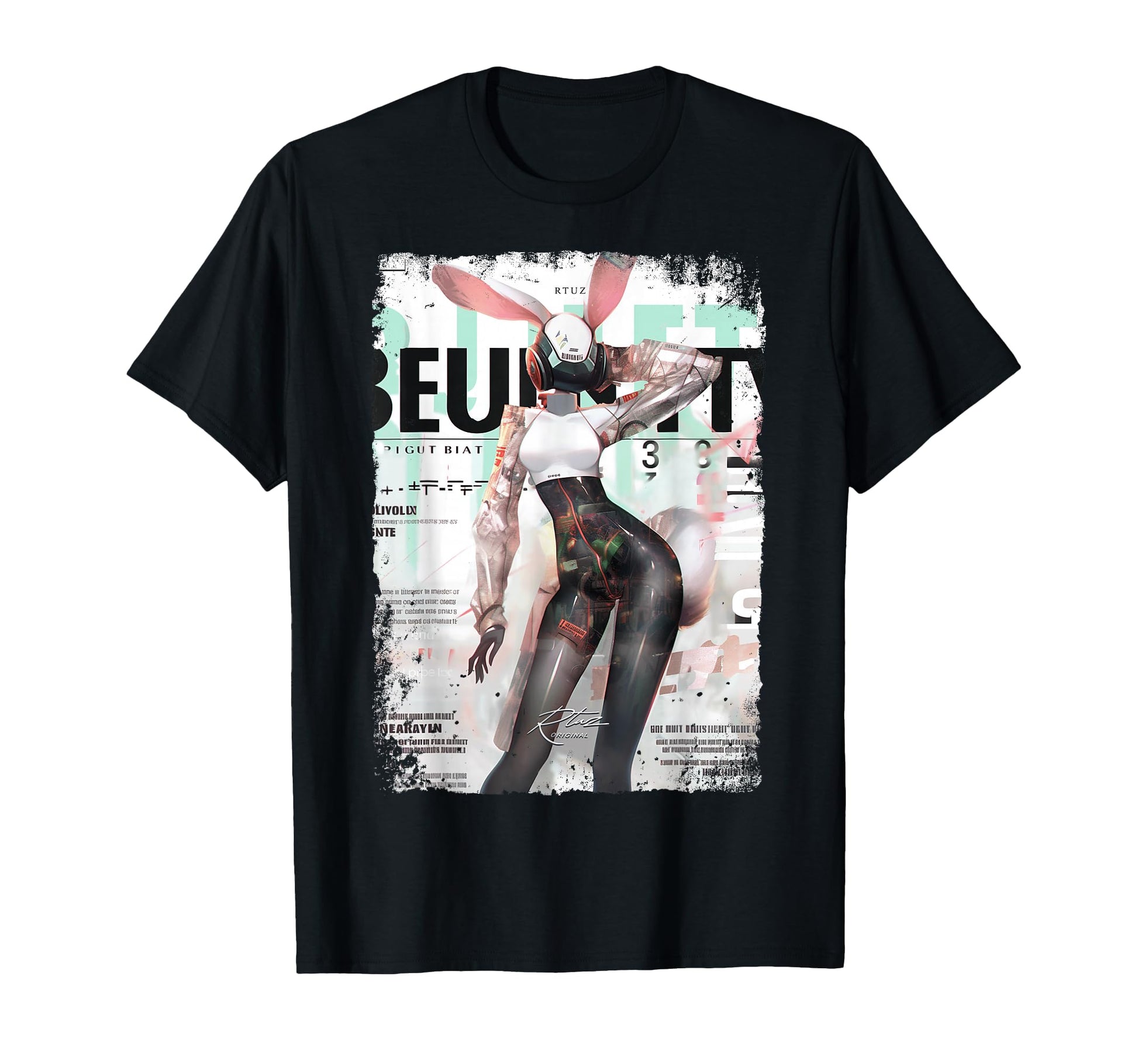 Magazine Cover Bunny Collage T-Shirt - Casual Everyday Wear for Adults - T-Shirt, Sweatshirt, Hoodie