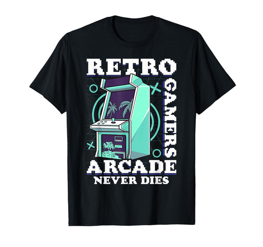 Arcade Old Gamers Never Die T-Shirt - Minimalist Print Men Women - T-Shirt, Sweatshirt, Hoodie
