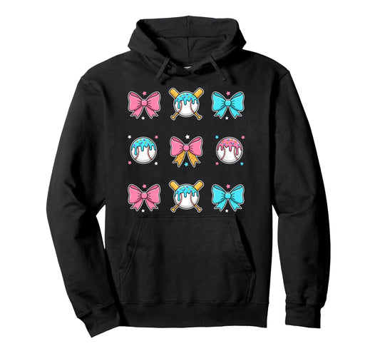 Baseball Donut Sprinkles Bow Pattern Hoodie - Aesthetic Graphic Unisex - T-Shirt, Sweatshirt, Hoodie