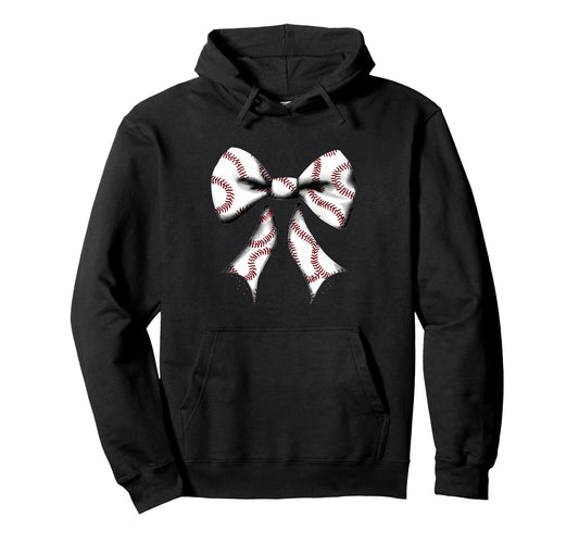 Baseball Coquette Bow Baseball Mom Hoodie - Graphic Print Men Women - T-Shirt, Sweatshirt, Hoodie