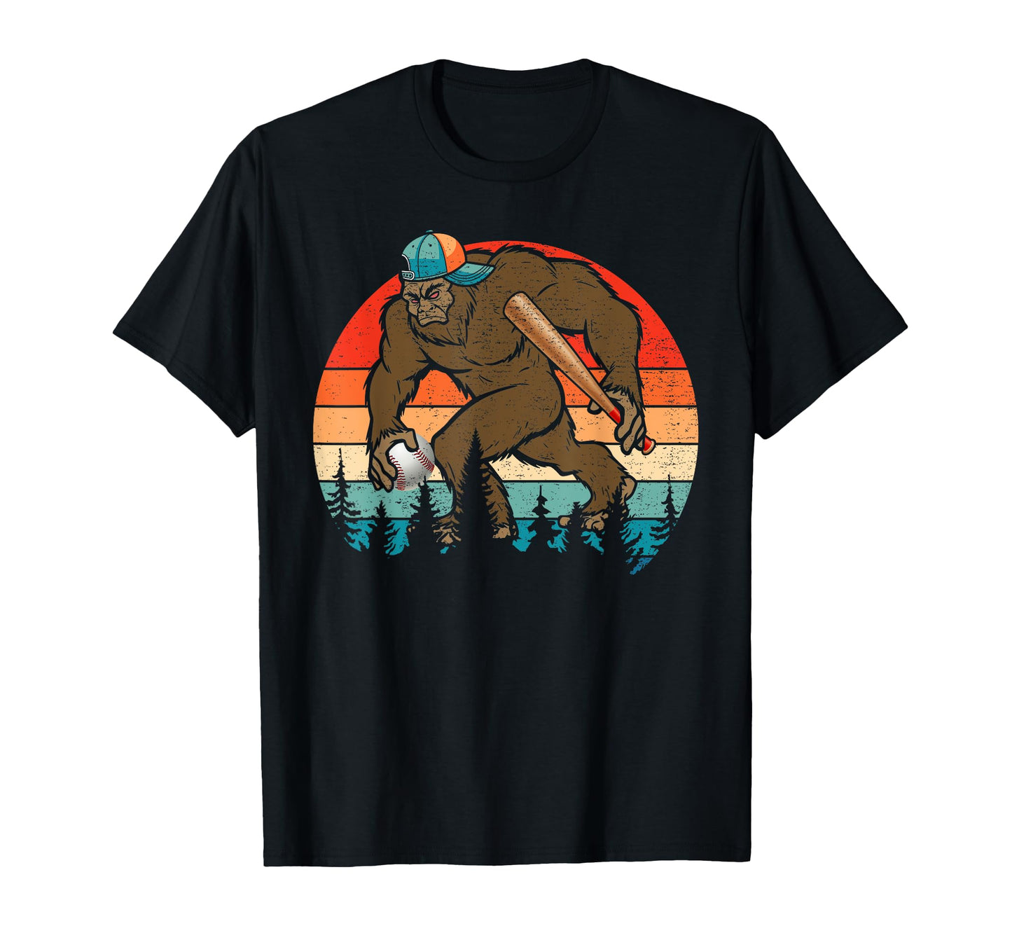 Bigfoot Playing Baseball Bigfoot T-Shirt - Unique Graphic for Adults - T-Shirt, Sweatshirt, Hoodie