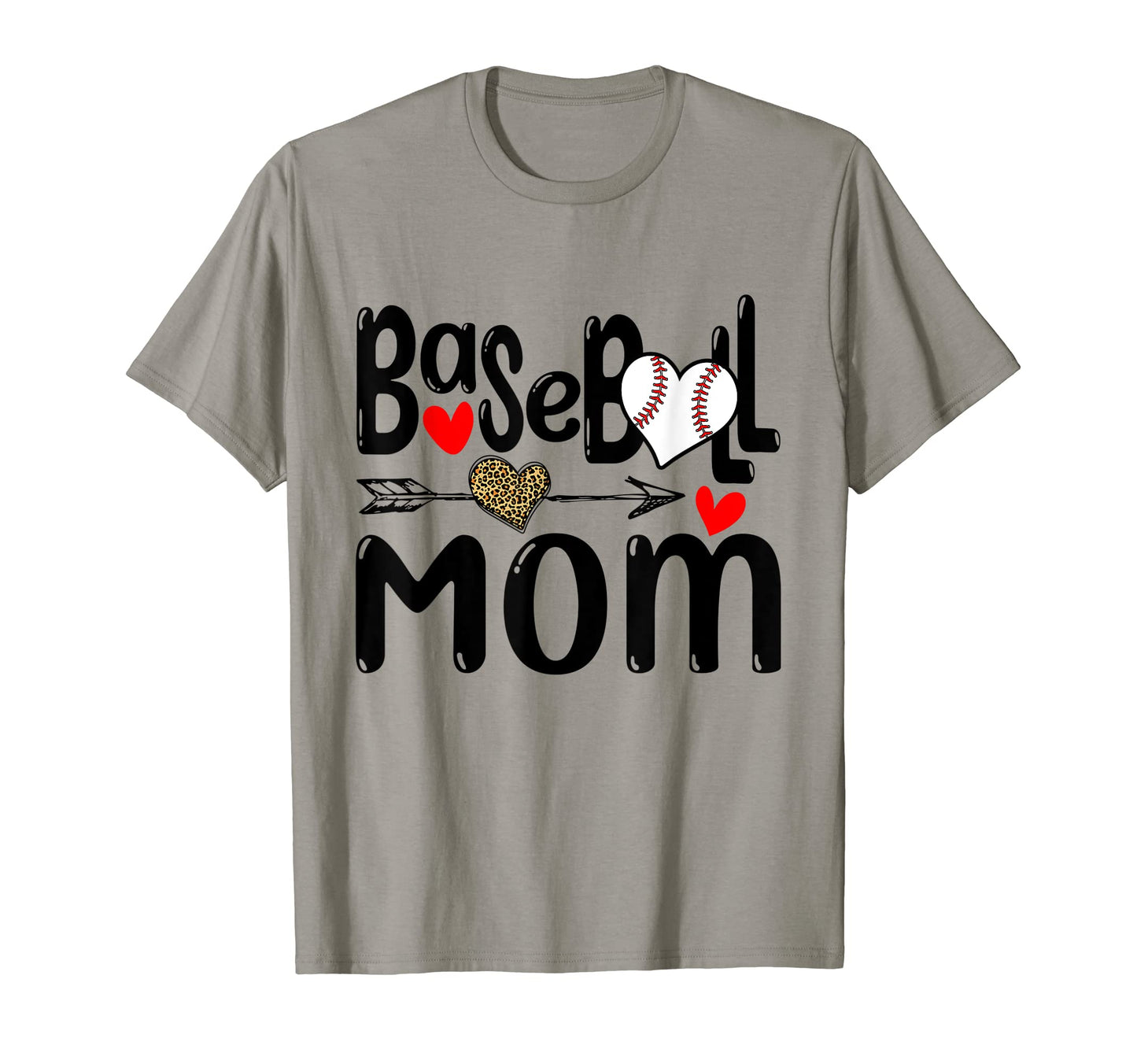 Leopard Heart Baseball Mom Mothers T-Shirt - Fun Novelty Design Men Women - T-Shirt, Sweatshirt, Hoodie