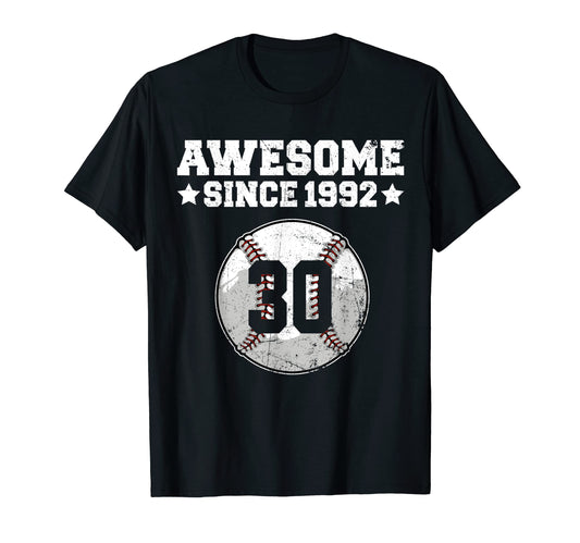 Awesome Since 1992 Baseball 30Th T-Shirt - Minimalist Print Men Women - T-Shirt, Sweatshirt, Hoodie