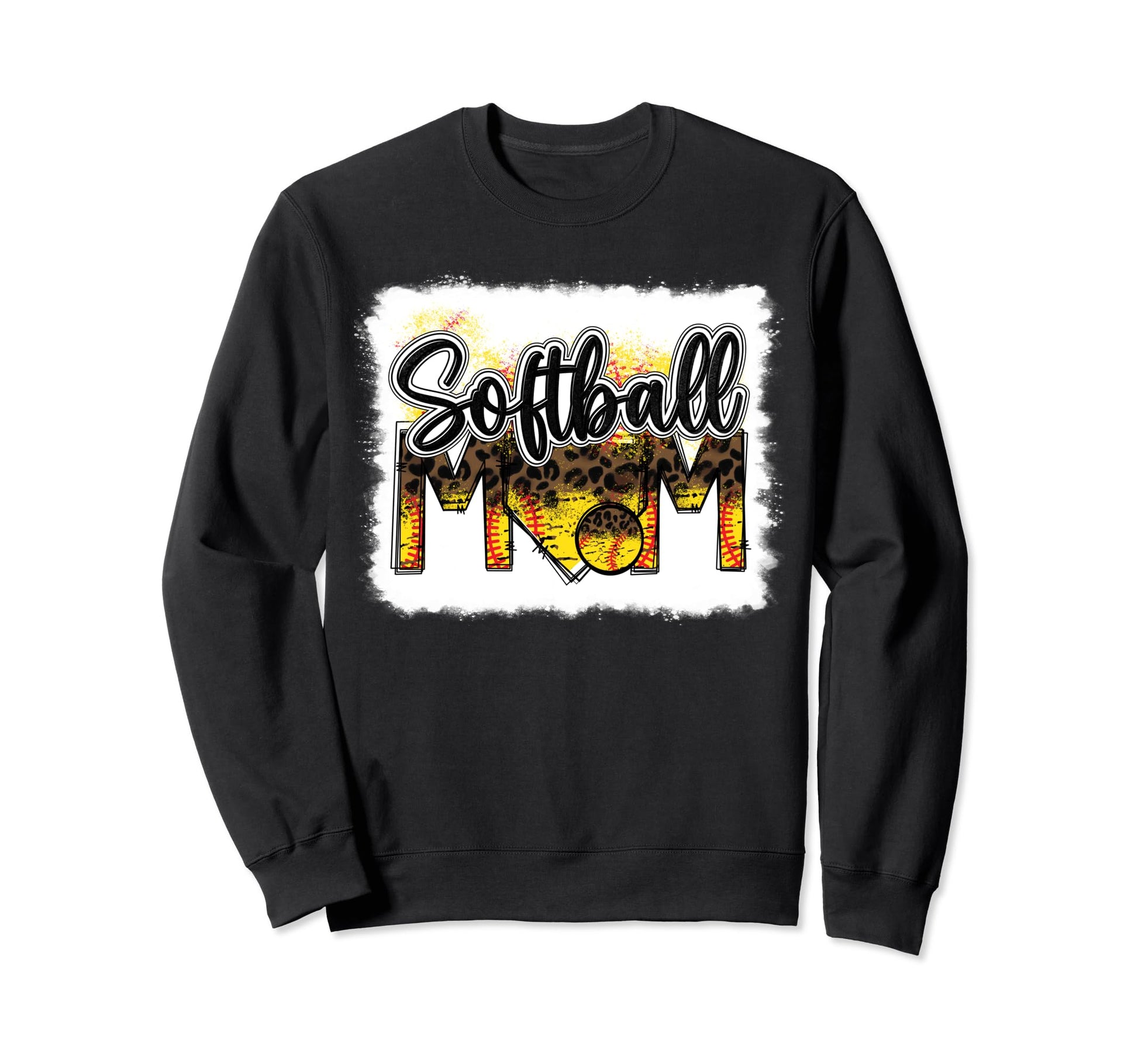 Bleached Softball Mom Leopard Funny Sweatshirt - Trendy Graphic for Adults - T-Shirt, Sweatshirt, Hoodie
