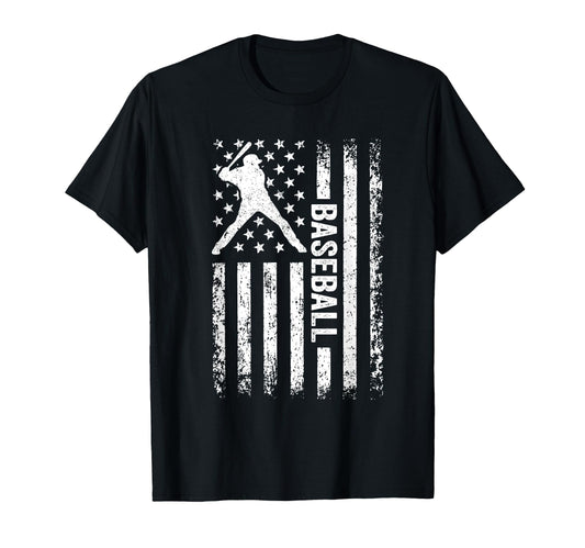 American Flag Baseball Usa Patriotic T-Shirt - Custom Art Print Unisex - T-Shirt, Sweatshirt, Hoodie