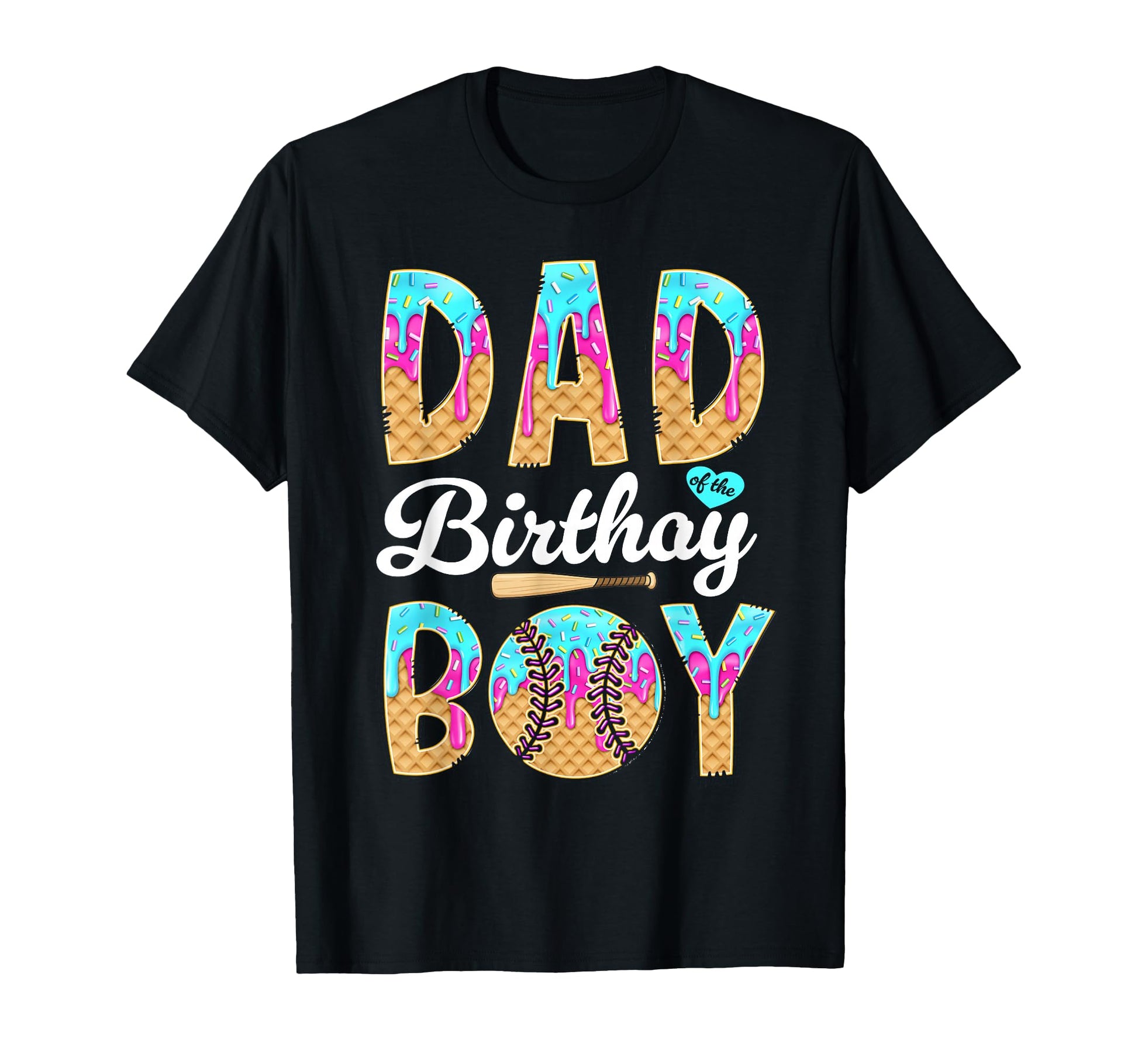 Baseball Ice Cream Drip Dad Birthday T-Shirt - Streetwear Style Men Women - T-Shirt, Sweatshirt, Hoodie