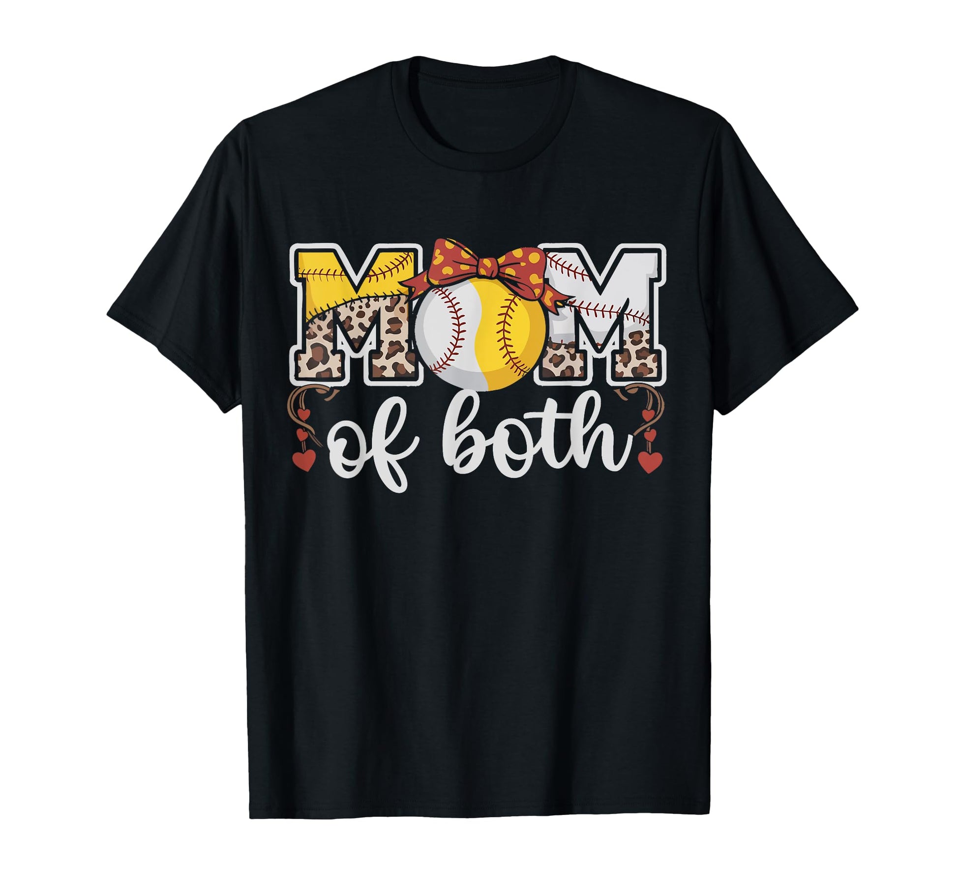 Mom Both Leopard Game Day Baseball T-Shirt - Casual Everyday Wear Unisex - T-Shirt, Sweatshirt, Hoodie