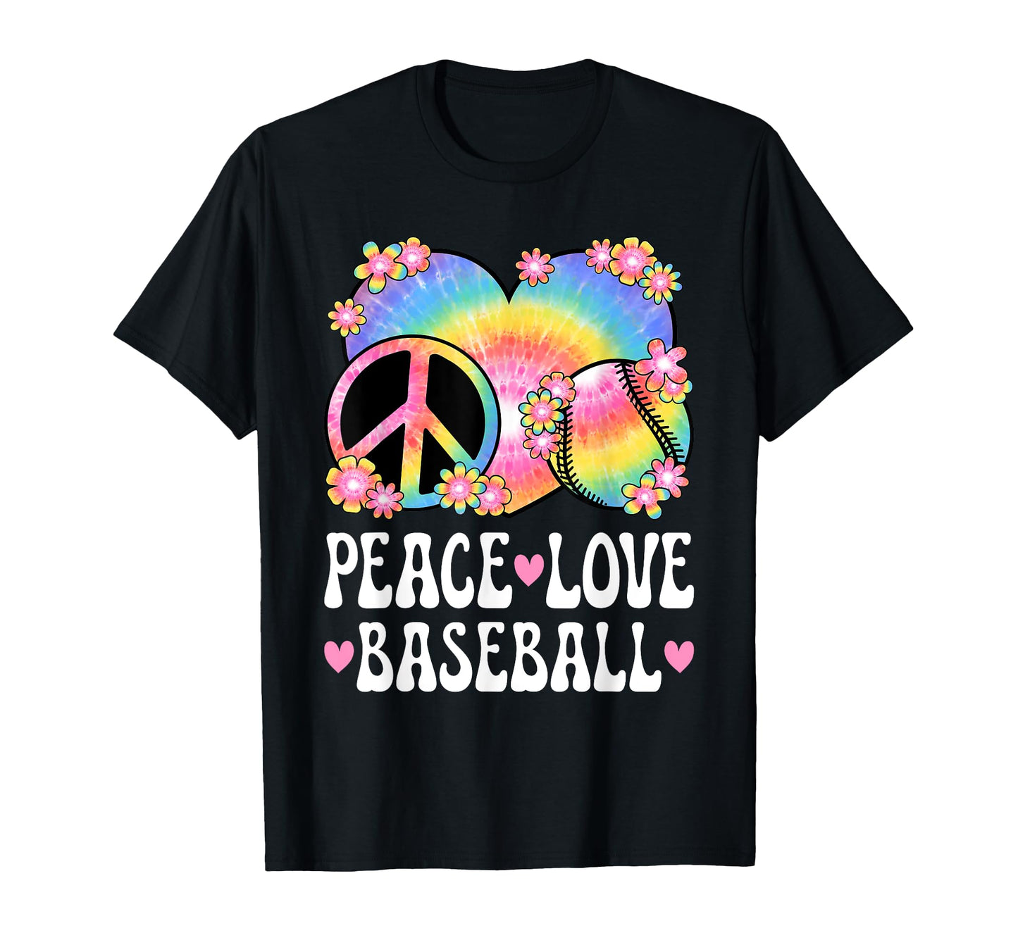 Peace Love Baseball Lover 60S 70S Hippie T-Shirt - Graphic Print Men Women - T-Shirt, Sweatshirt, Hoodie