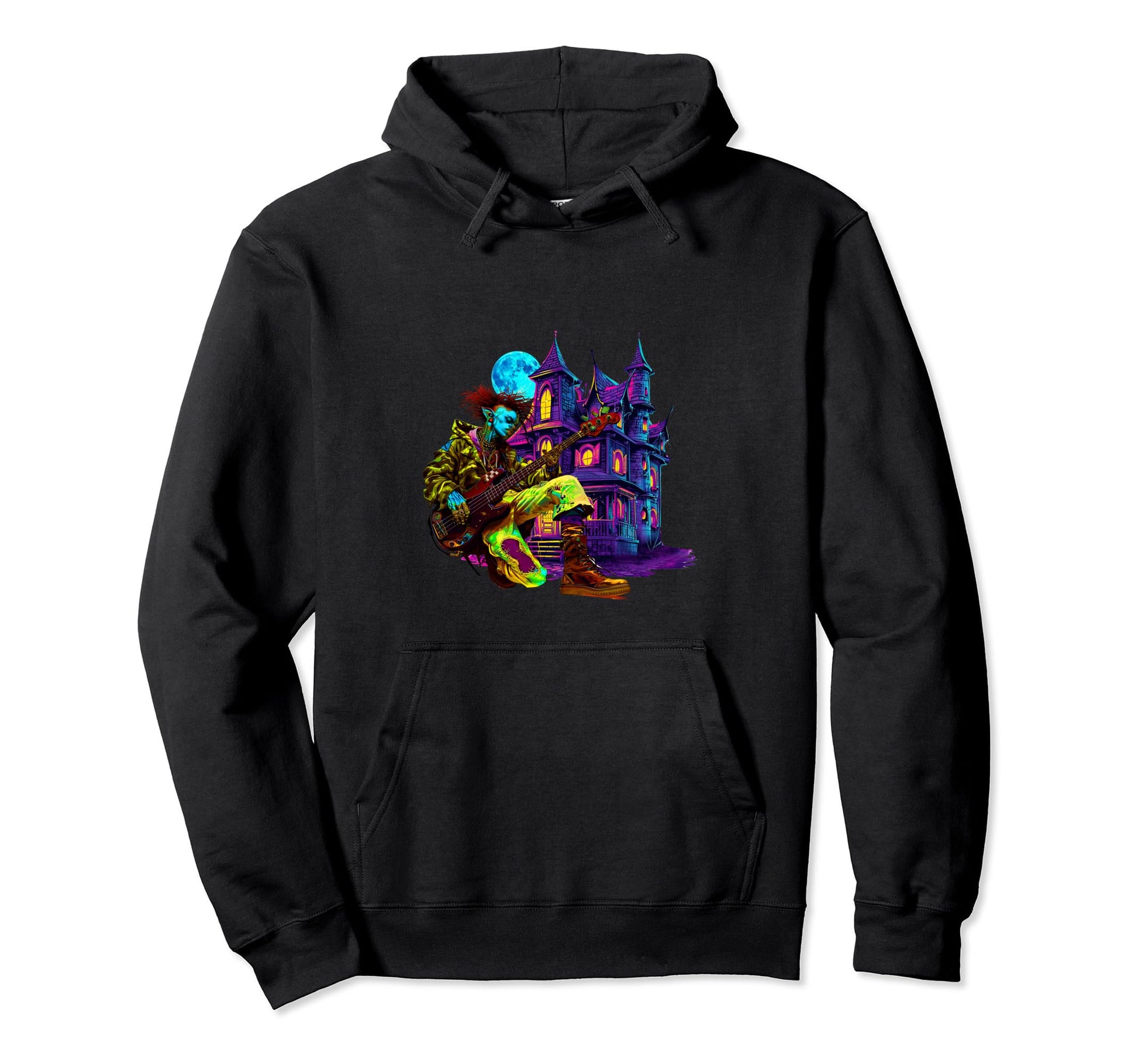 80S 90S Streetwear Rocker Zombie Bass Hoodie - Fun Novelty Design Unisex - T-Shirt, Sweatshirt, Hoodie