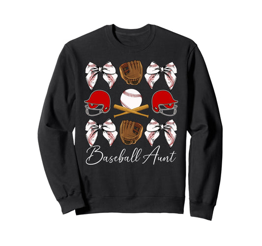 Baseball Aunt Baseball Player Auntie Sweatshirt - Graphic Print for Adults - T-Shirt, Sweatshirt, Hoodie