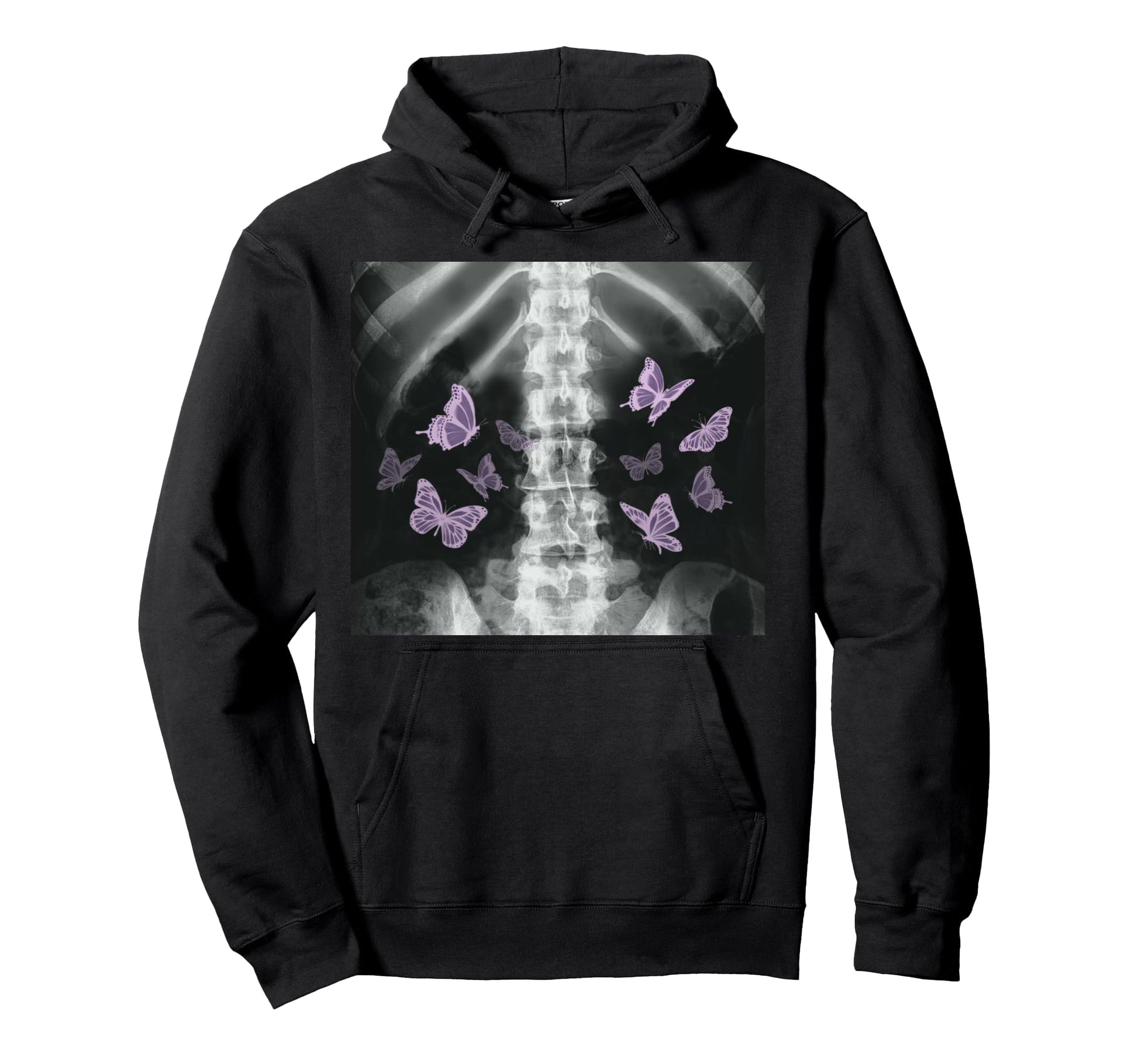 Xray Skeleton Purple Butterfly Egirl Y2K Hoodie - Graphic Print Men Women - T-Shirt, Sweatshirt, Hoodie