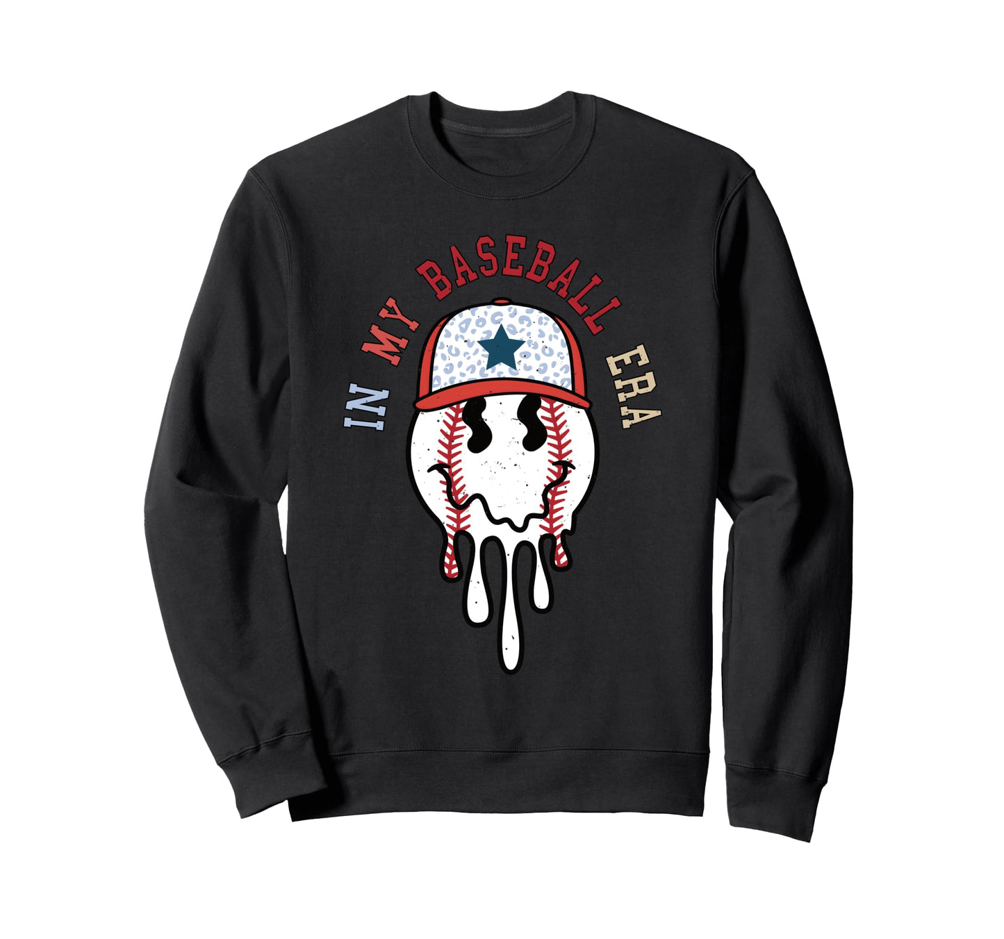 Baseball Melting Happy Face Sweatshirt - Casual Everyday Wear Men Women - T-Shirt, Sweatshirt, Hoodie