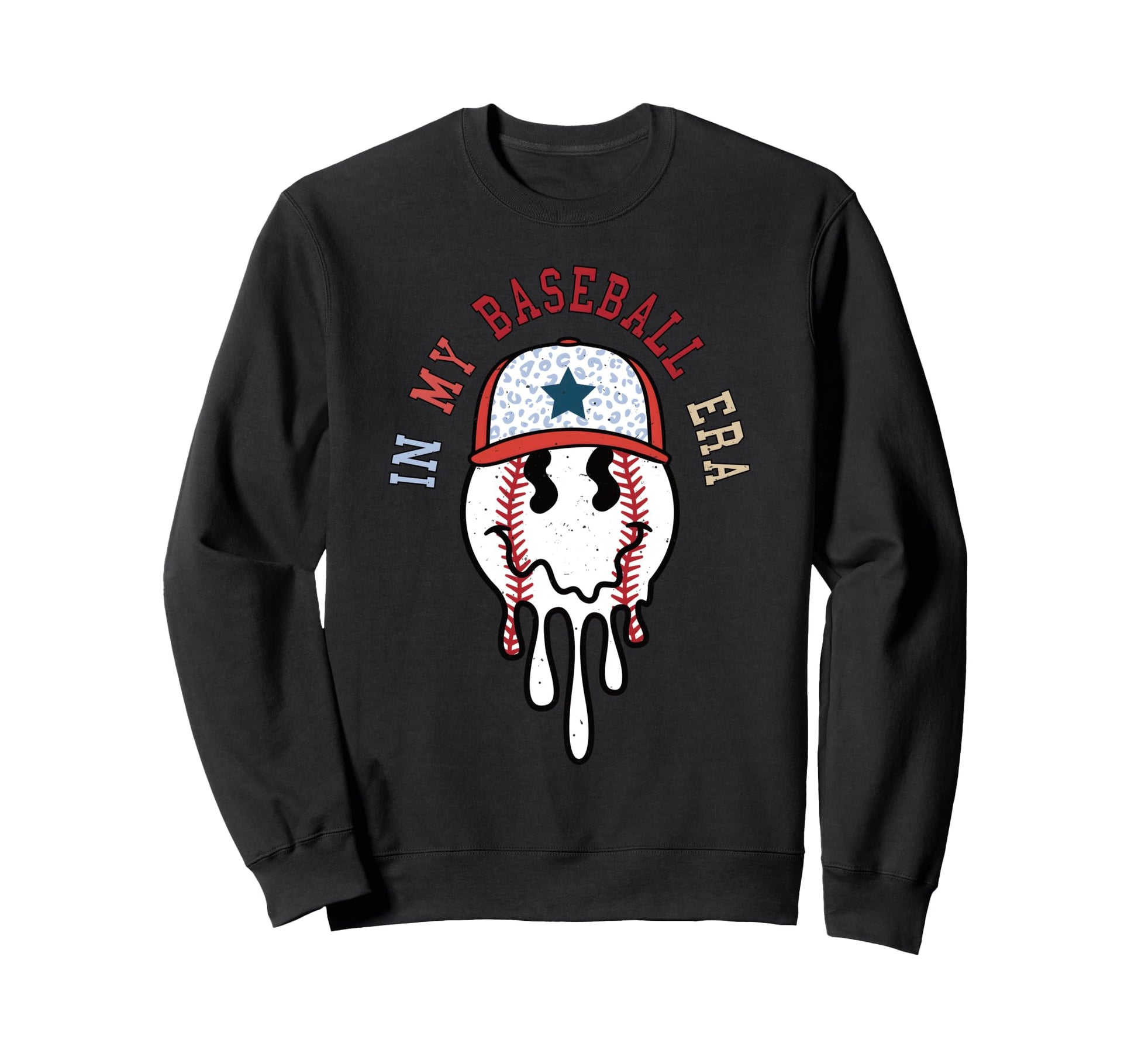 Baseball Melting Happy Face Sweatshirt - Casual Everyday Wear Men Women - T-Shirt, Sweatshirt, Hoodie