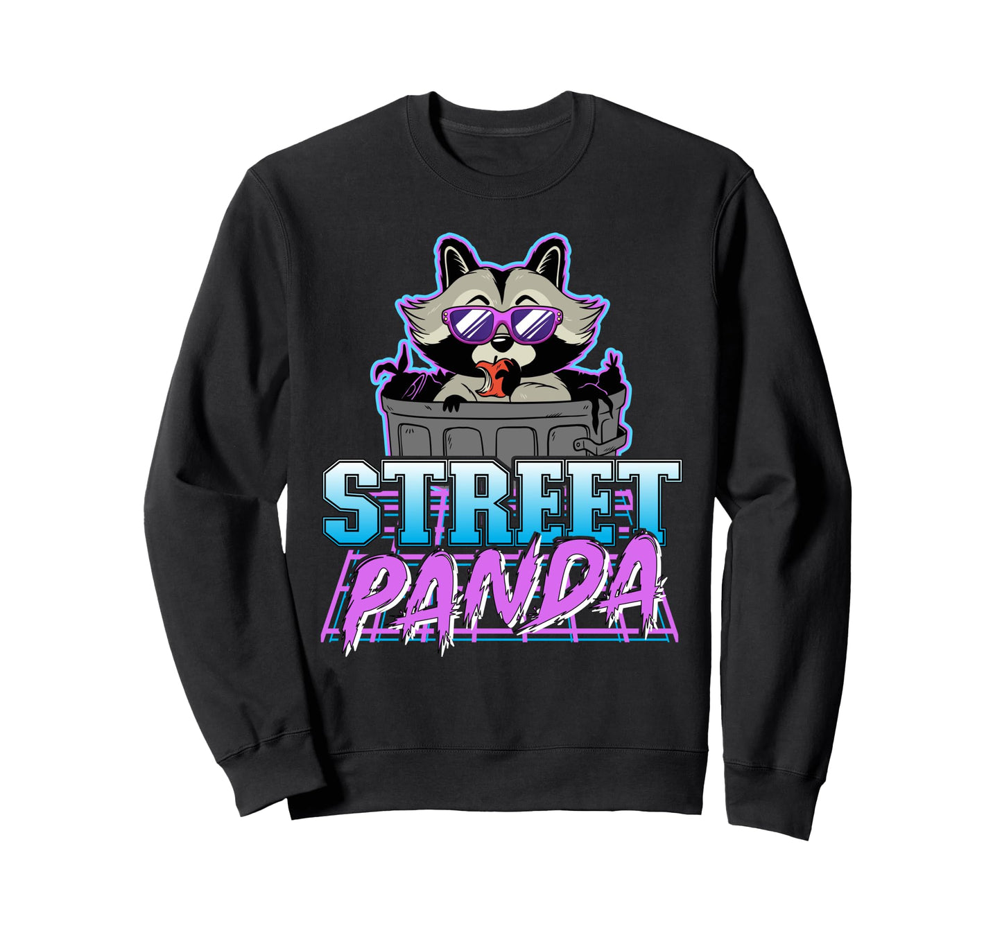 Street Panda Synthwave Retrowave Sweatshirt - Graphic Print Men Women - T-Shirt, Sweatshirt, Hoodie