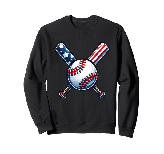 Baseball American Flag 4Th July Love Sweatshirt - Novelty Apparel Unisex - T-Shirt, Sweatshirt, Hoodie