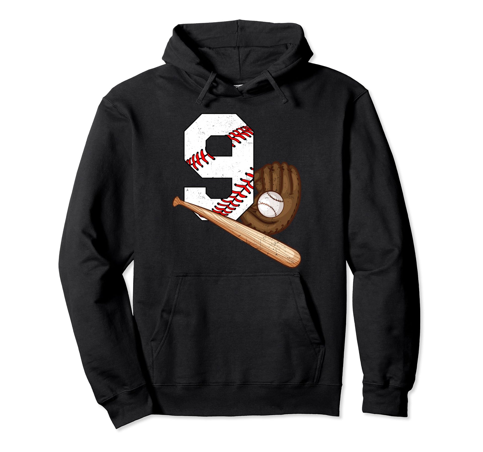 Baseball 9 Year Old Birthday Baseball Hoodie - Graphic Print Men Women - T-Shirt, Sweatshirt, Hoodie