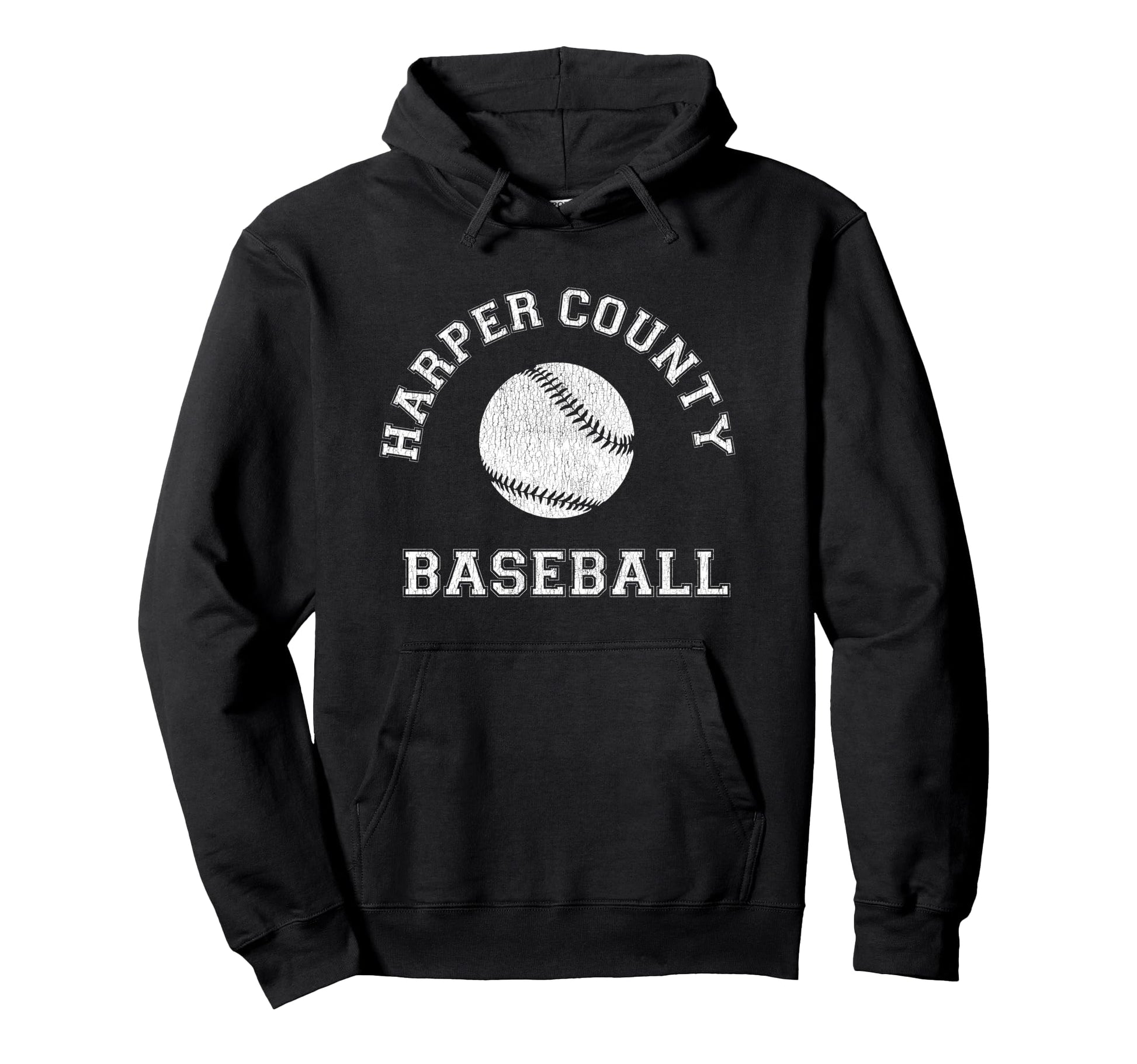 Harper County Baseball Distressed Hoodie - Novelty Apparel Men Women - T-Shirt, Sweatshirt, Hoodie