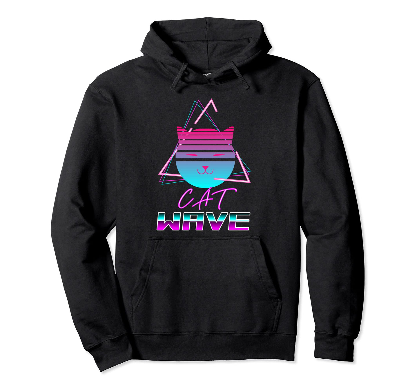 Cat 80S 90S Synth Vaporcat Grin Hoodie - Unique Graphic for Adults - T-Shirt, Sweatshirt, Hoodie