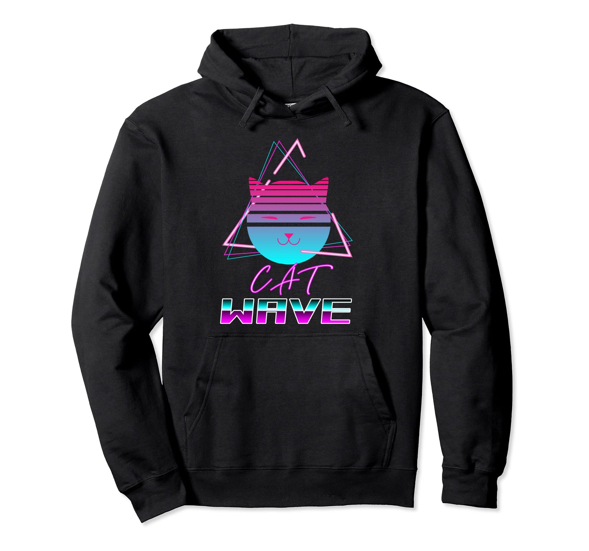 Cat 80S 90S Synth Vaporcat Grin Hoodie - Unique Graphic for Adults - T-Shirt, Sweatshirt, Hoodie