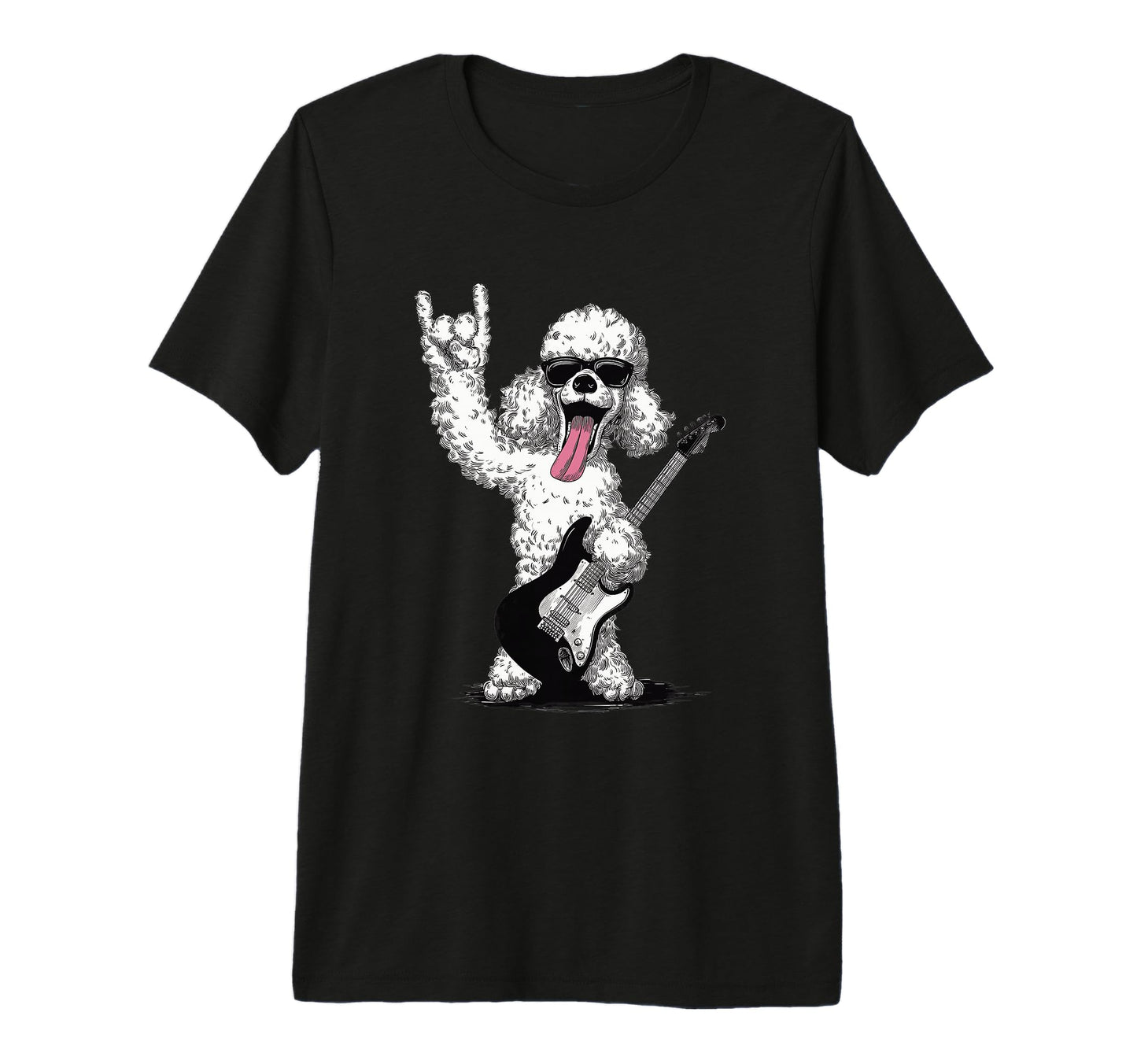 Rockstar Poodle Sunglasses Electric T-Shirt - Minimalist Print for Adults - T-Shirt, Sweatshirt, Hoodie