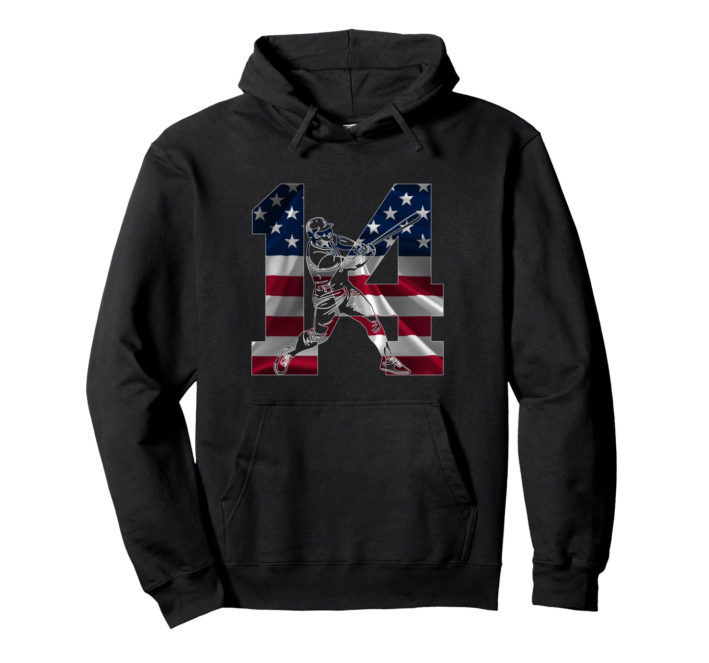 Number 14 Years Baseball 14Th Birthday Hoodie - Custom Art Print for Adults - T-Shirt, Sweatshirt, Hoodie
