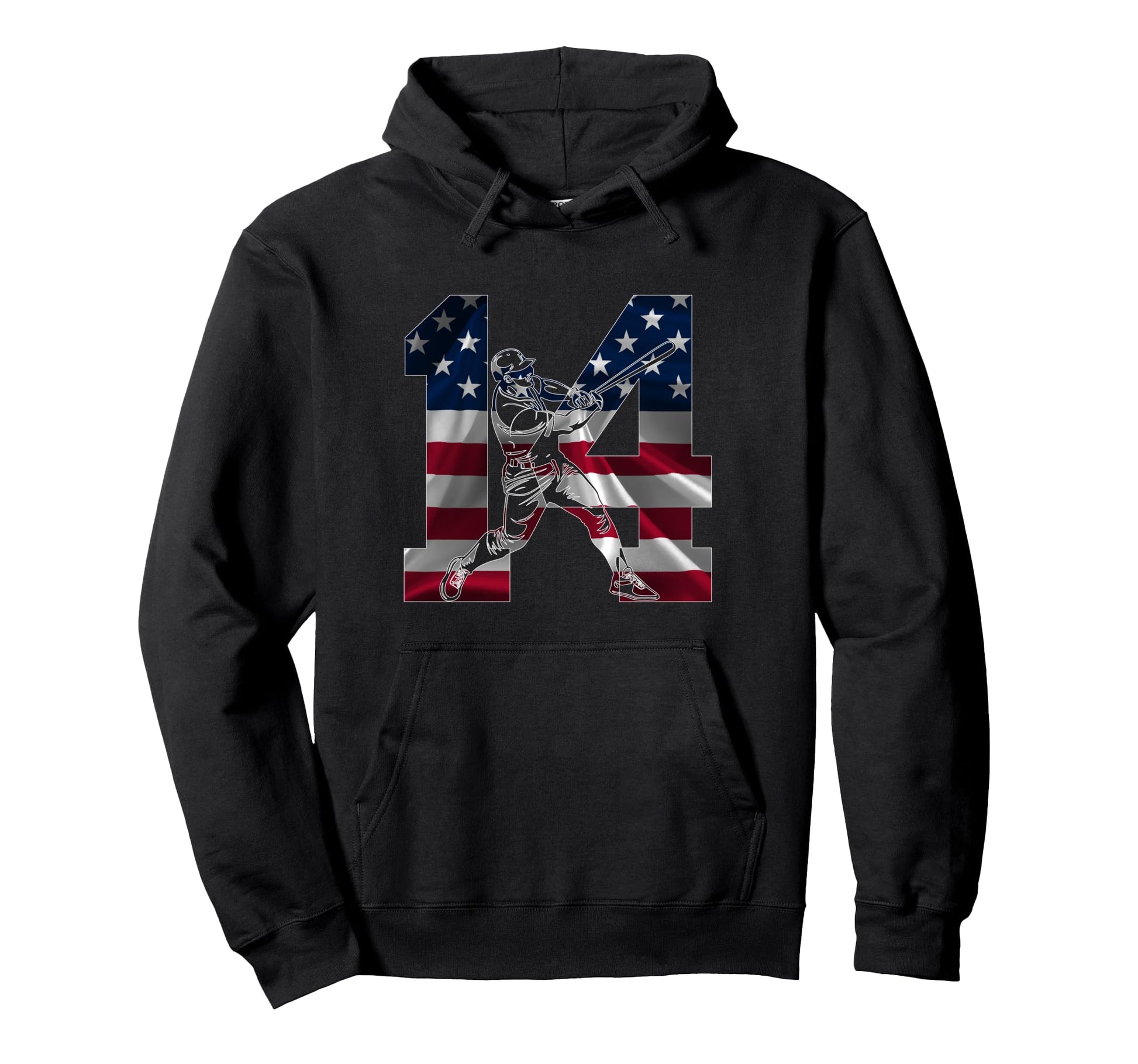 Number 14 Years Baseball 14Th Birthday Hoodie - Custom Art Print for Adults - T-Shirt, Sweatshirt, Hoodie