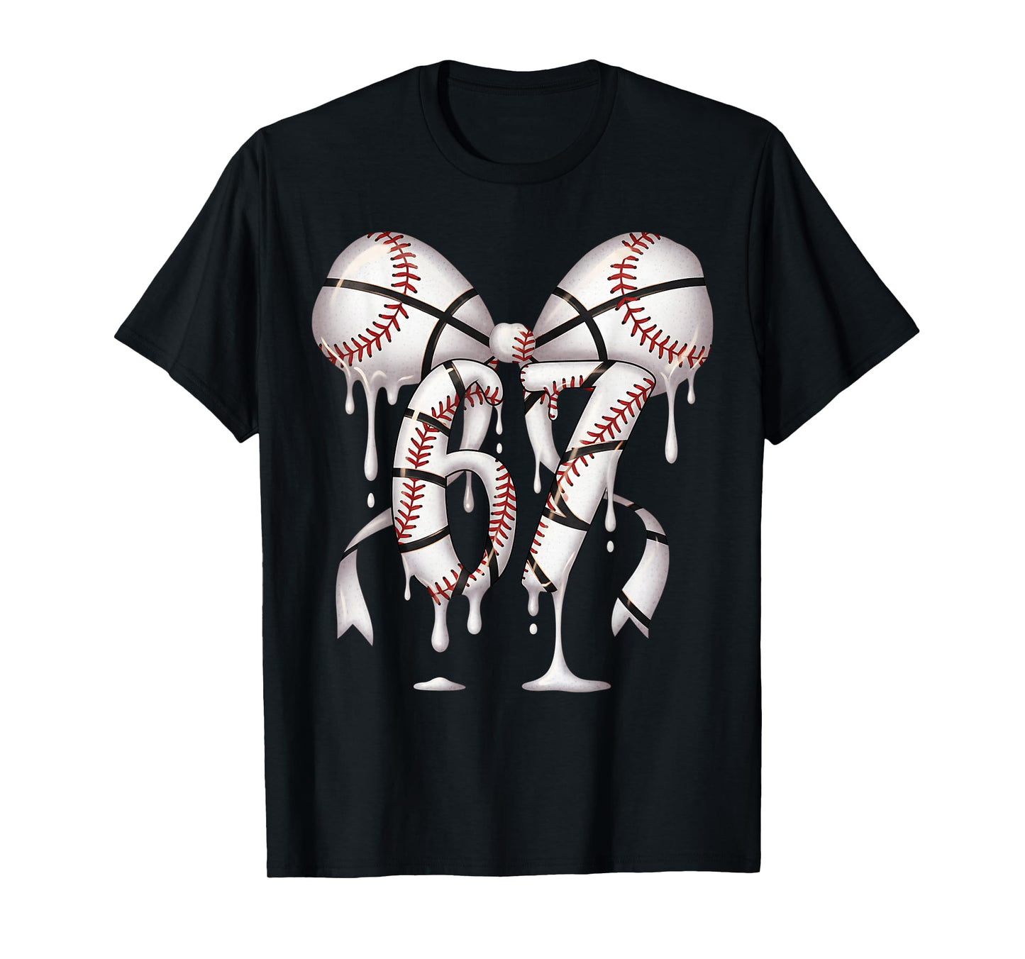 Funny 67 Meme Coquette Bow Baseball T-Shirt - Custom Art Print for Adults - T-Shirt, Sweatshirt, Hoodie